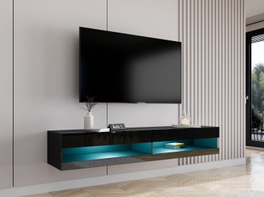Tv bord i sort h&oslash;jglans med led lys