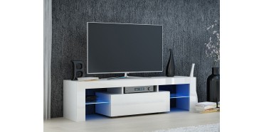 Hvidt tv bord i moderne look med led lys