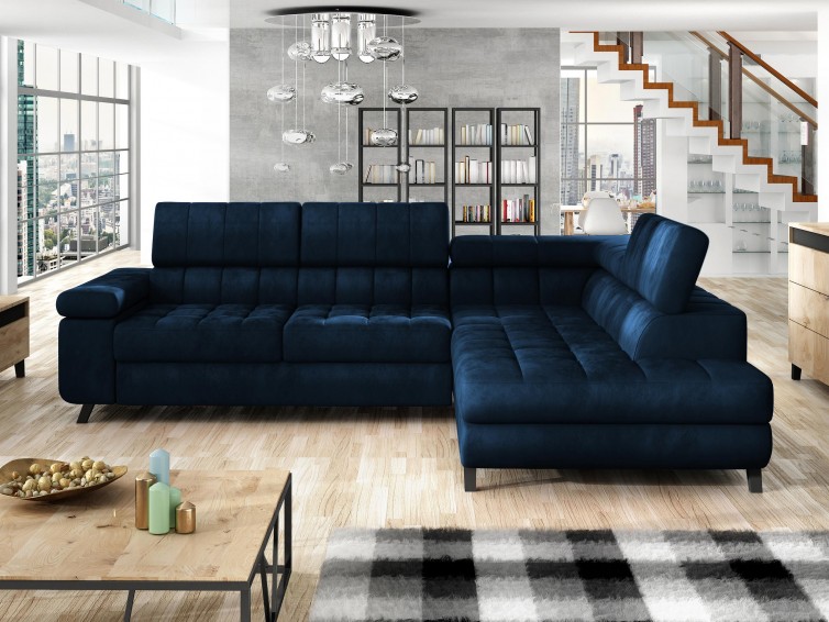 højrevendt NORD Hjørnesofa i mørkeblå velour